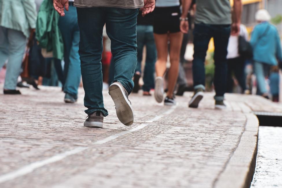People walking on sidewalk